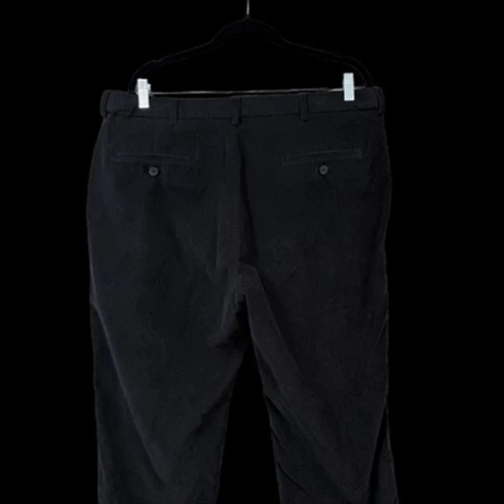 Haggar Classic Fit Premium Stretch Corduroy Pants Black Flat Front Men 38x30*^